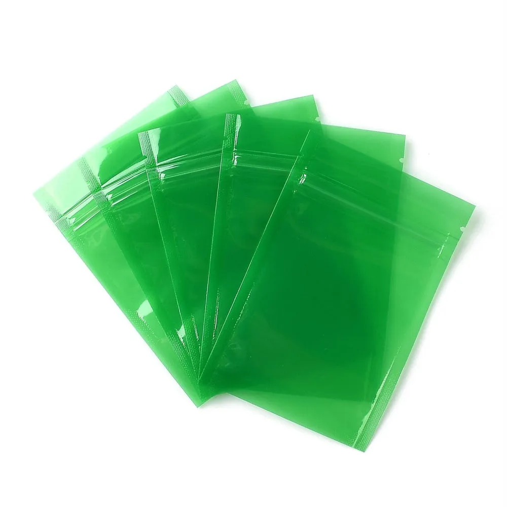 1 Bag Plastic Transparent Zip Lock Bag, Storage Bags, Self Seal Bag, Top Seal, Rectangle, Green, 12x8x0.15cm, Unilateral Thickness: 3.1 Mil(0.08mm)