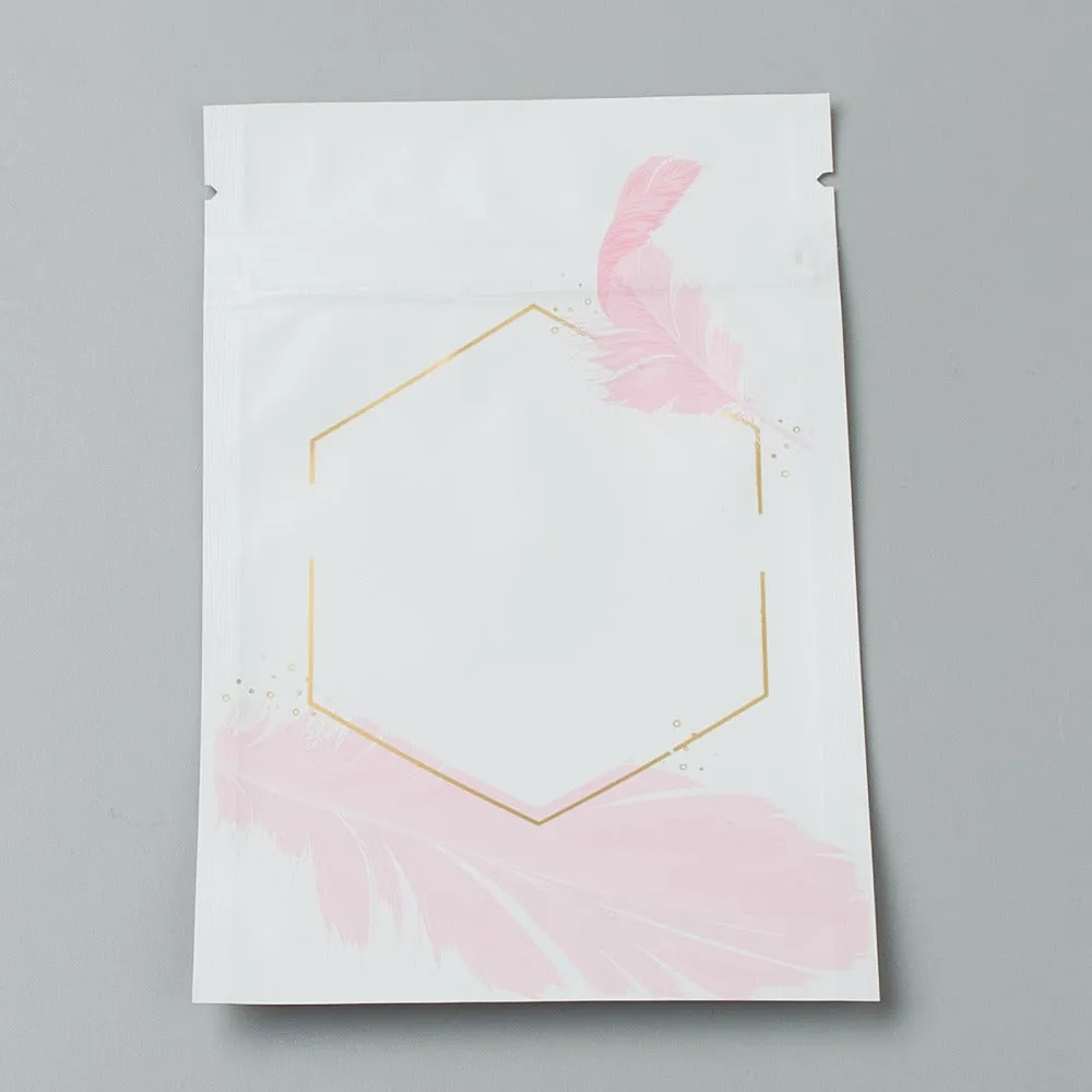 1 Bag Plastic Zip Lock Bag, Storage Bags, Self Seal Bag, with Top Seal, Matt, White, Feather Pattern, 12x8x0.2cm, Unilateral Thickness: 3.1 Mil(0.08mm), about 95~100pcs/bag.