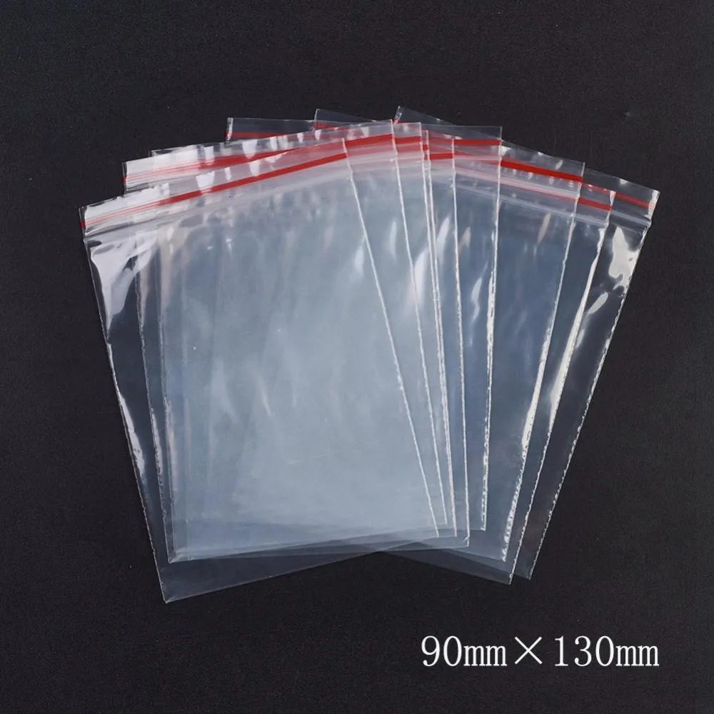 1 Bag Plastic Zip Lock Bags, Resealable Packaging Bags, Top Seal, Self Seal Bag, Rectangle, Red, 13x9cm, Unilateral Thickness: 1.8 Mil(0.045mm), 100pcs/bag