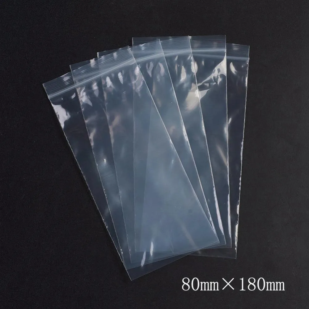 1 Bag Plastic Zip Lock Bags, Resealable Packaging Bags, Top Seal, Self Seal Bag, Rectangle, White, 18x8cm, Unilateral Thickness: 2.1 Mil(0.055mm), 100pcs/bag