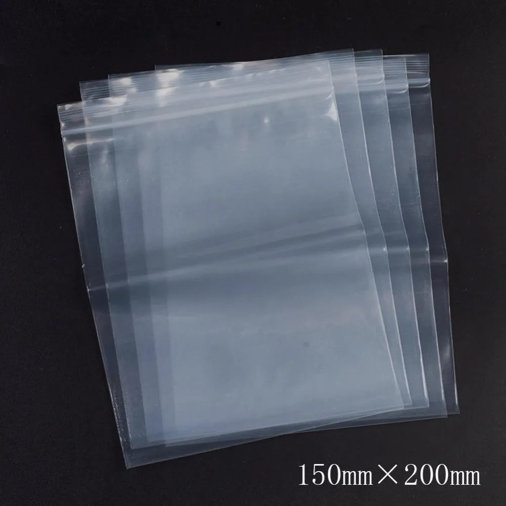 1 Bag Plastic Zip Lock Bags, Resealable Packaging Bags, Top Seal, Self Seal Bag, Rectangle, White, 20x15cm, Unilateral Thickness: 3.9 Mil(0.1mm), 100pcs/bag