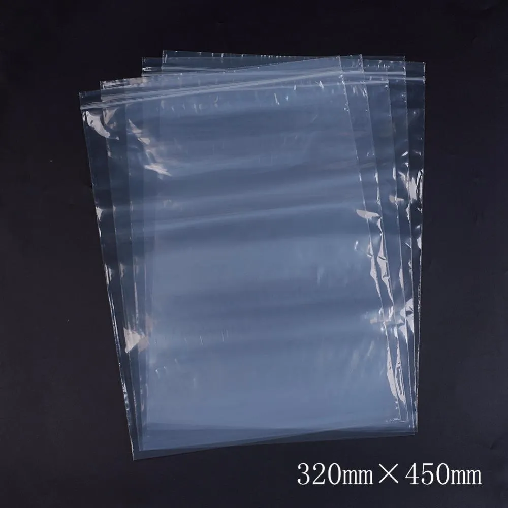 1 Bag Plastic Zip Lock Bags, Resealable Packaging Bags, Top Seal, Self Seal Bag, Rectangle, White, 45x32cm, Unilateral Thickness: 2.7 Mil(0.07mm), 100pcs/bag