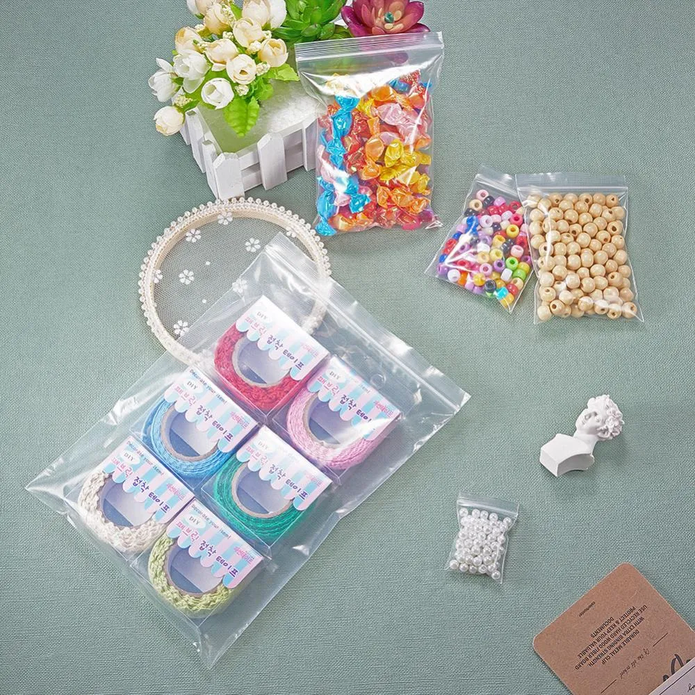 1 Set 200 Pack 3 Mil Clear Resealable Heavy Duty Plastic Reclosable Zipper Bags - 1.5 x 2.5(4 x 6cm) for Food Craft Storage