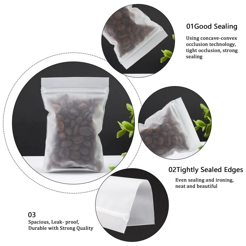1 Set Frosted Plastic Zip Lock Bags, Disposable Bags, Strong, White, 9x6cm, Unilateral Thickness: 3.5 Mil(0.09mm), 150pcs/set