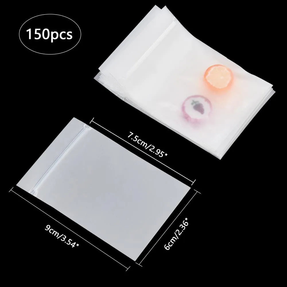 1 Set Frosted Plastic Zip Lock Bags, Disposable Bags, Strong, White, 9x6cm, Unilateral Thickness: 3.5 Mil(0.09mm), 150pcs/set