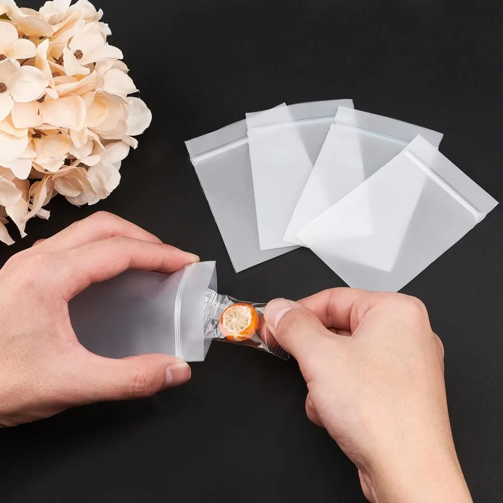 1 Set Frosted Plastic Zip Lock Bags, Disposable Bags, Strong, White, 9x6cm, Unilateral Thickness: 3.5 Mil(0.09mm), 150pcs/set