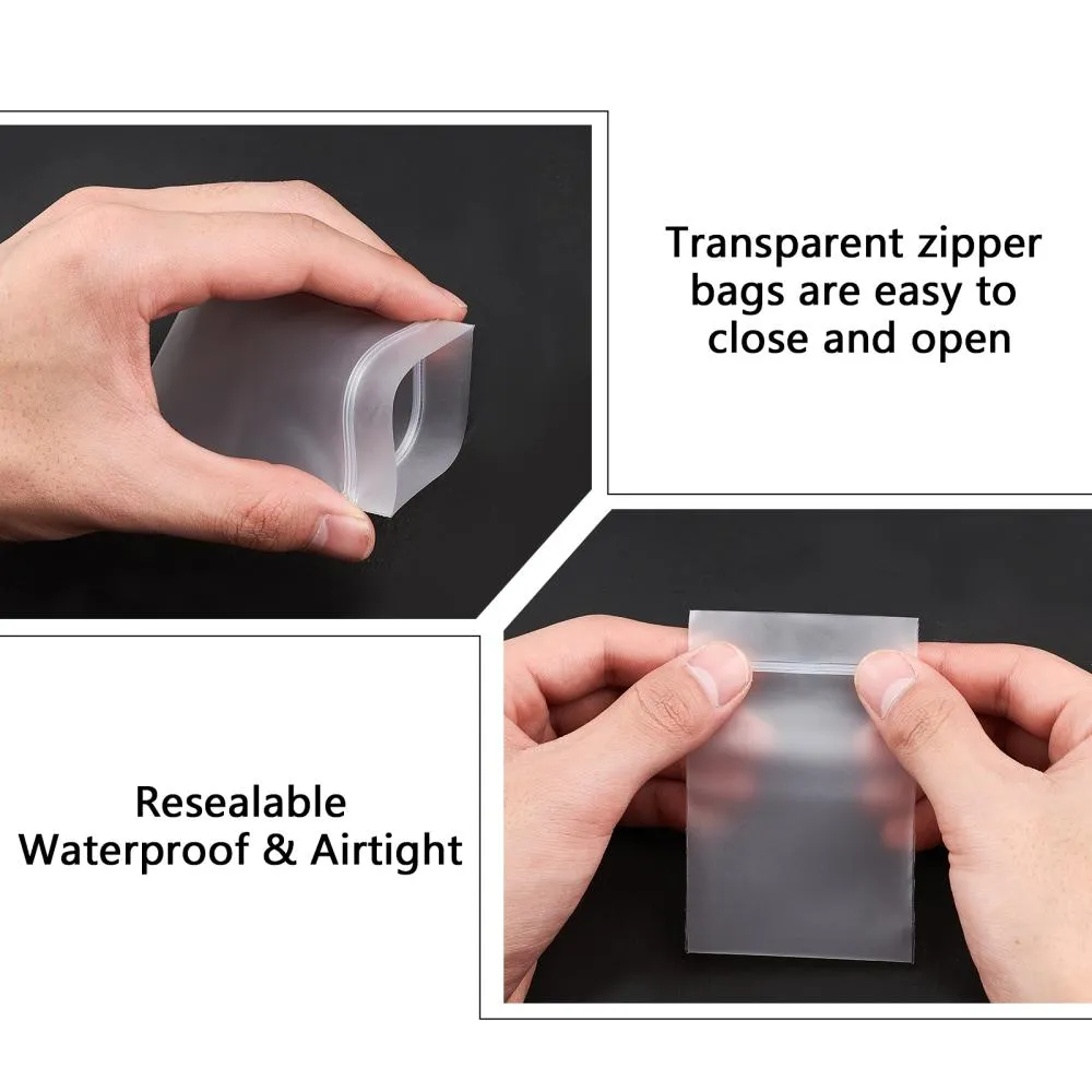 1 Set Frosted Plastic Zip Lock Bags, Disposable Bags, Strong, White, 9x6cm, Unilateral Thickness: 3.5 Mil(0.09mm), 150pcs/set