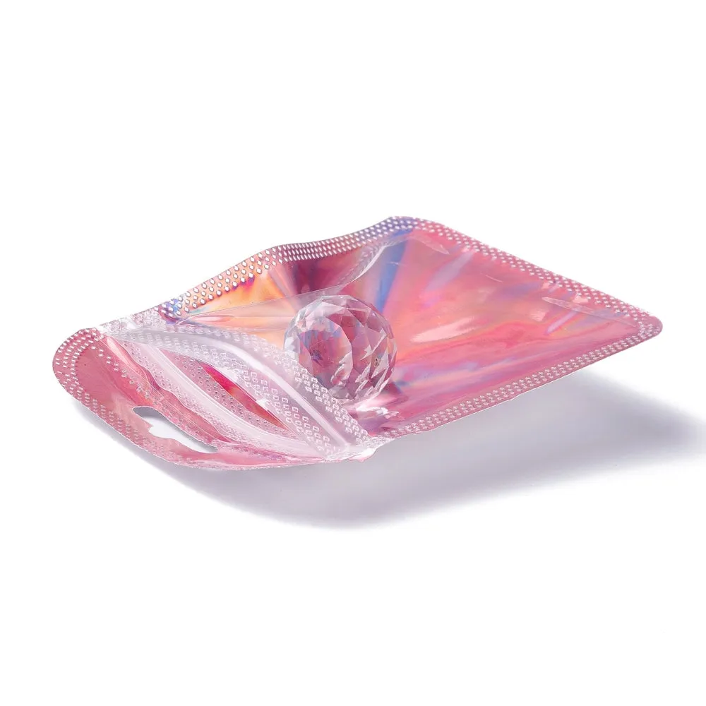 10 Bag PP Zip Lock Bags, Resealable Bags, Self Seal Bag, Rectangle, Pink, 11x7x0.2cm, about 50pcs/bag