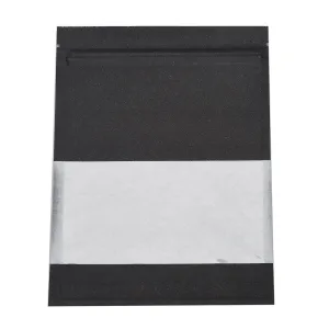 100 pc Kraft Paper Open Top Zip Lock Bags, Food Storage Bags, Sealable Pouches, for Storage Packaging, with Tear Notches, Rectangle, Black, 18.1x13.1x0.2cm, Inner Measure: 12cm, Window: 13x6.2cm, Unilateral Thickness: 4.7 Mil(0.12mm)