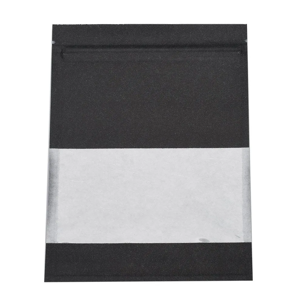 100 pc Kraft Paper Open Top Zip Lock Bags, Food Storage Bags, Sealable Pouches, for Storage Packaging, with Tear Notches, Rectangle, Black, 18.1x13.1x0.2cm, Inner Measure: 12cm, Window: 13x6.2cm, Unilateral Thickness: 4.7 Mil(0.12mm)