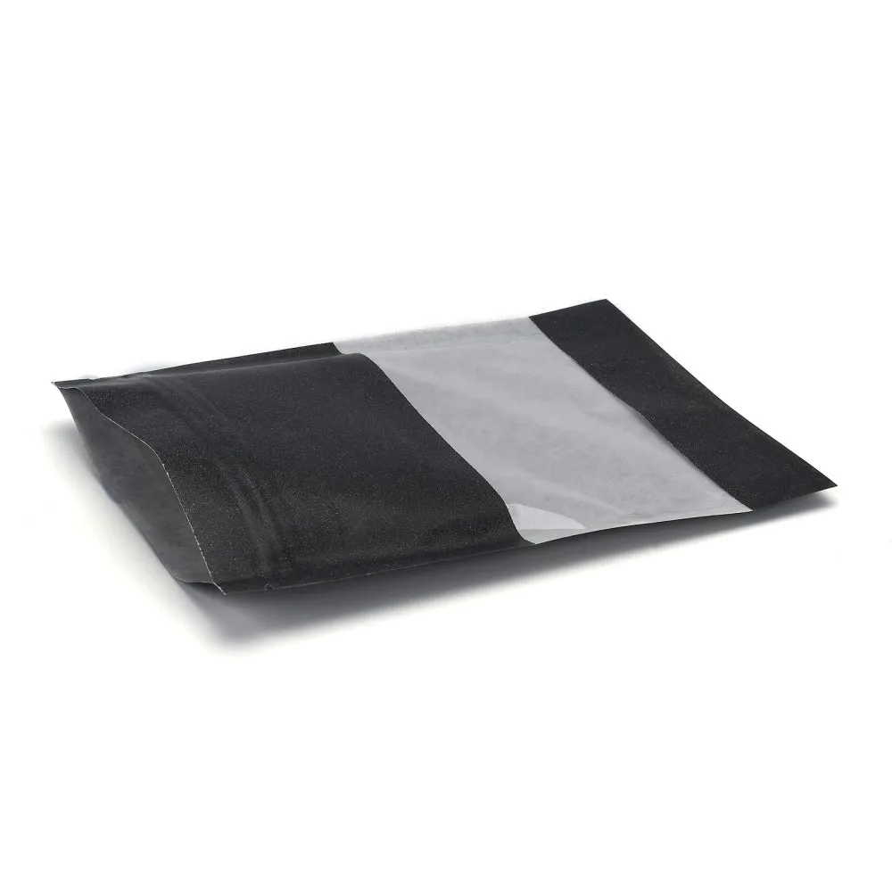 100 pc Kraft Paper Open Top Zip Lock Bags, Food Storage Bags, Sealable Pouches, for Storage Packaging, with Tear Notches, Rectangle, Black, 18.1x13.1x0.2cm, Inner Measure: 12cm, Window: 13x6.2cm, Unilateral Thickness: 4.7 Mil(0.12mm)