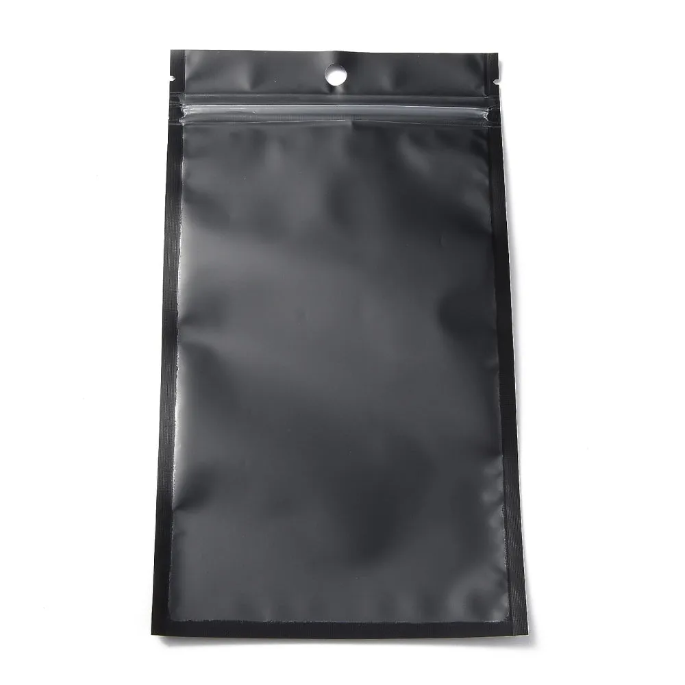 100 pc Plastic Zip Lock Bag, Storage Bags, Self Seal Bag, Top Seal, with Window and Hang Hole, Rectangle, Black, 22x12x0.2cm, Unilateral Thickness: 3.1 Mil(0.08mm)