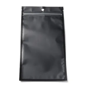 100 pc Plastic Zip Lock Bag, Storage Bags, Self Seal Bag, Top Seal, with Window and Hang Hole, Rectangle, Black, 22x12x0.2cm, Unilateral Thickness: 3.1 Mil(0.08mm)