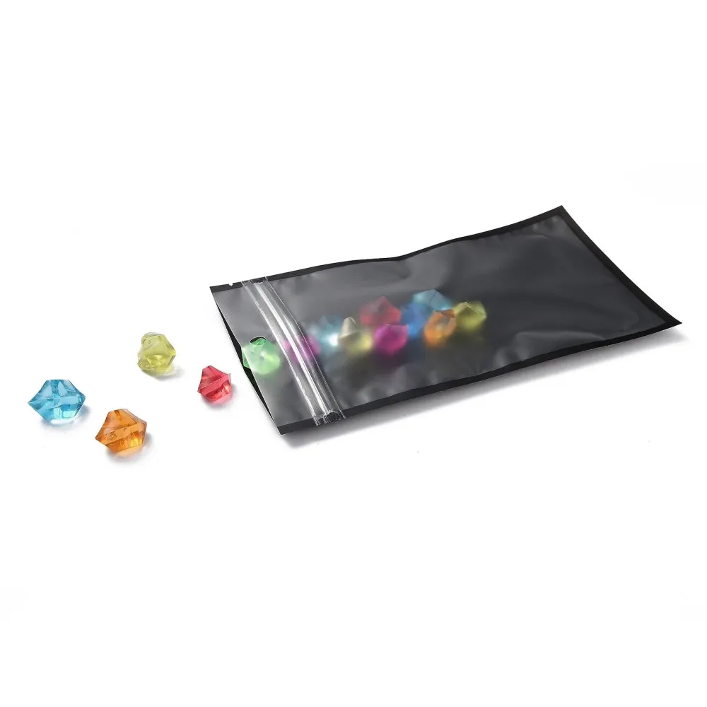 100 pc Plastic Zip Lock Bag, Storage Bags, Self Seal Bag, Top Seal, with Window and Hang Hole, Rectangle, Black, 22x12x0.2cm, Unilateral Thickness: 3.1 Mil(0.08mm)