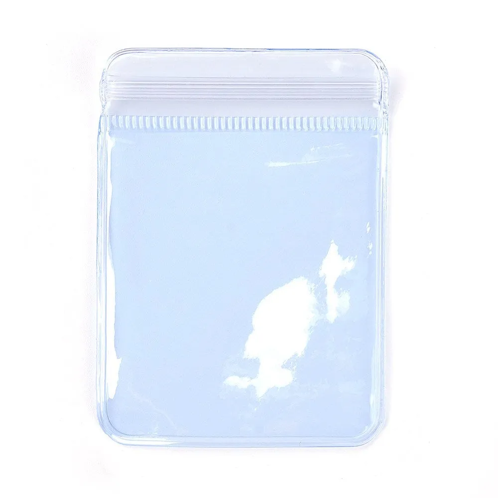 100 pc Rectangle PVC Zip Lock Bags, Resealable Packaging Bags, Self Seal Bag, Light Blue, 15x10cm, Unilateral Thickness: 4.5 Mil(0.115mm)