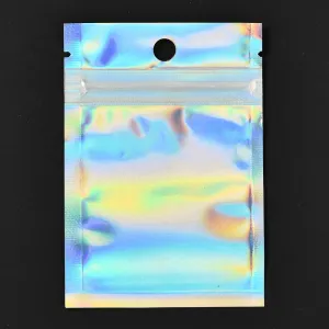 200 pc Rectangle Zip Lock Plastic Laser Bags, Resealable Bags, Clear, 10x7cm, Hole: 8mm, Unilateral Thickness: 2.7 Mil(0.07mm)