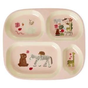 4-Room Plate, with Pink Wildlife Print