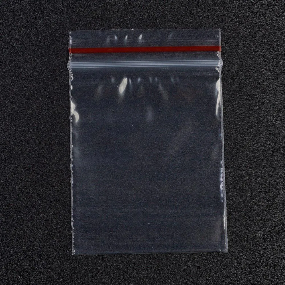 5 Bag Plastic Zip Lock Bags, Resealable Packaging Bags, Top Seal, Self Seal Bag, Rectangle, Red, 6x4cm, Unilateral Thickness: 1.3 Mil(0.035mm)