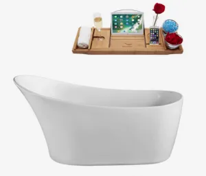63" 128 Soaking Freestanding Tub and Tray With Internal Drain