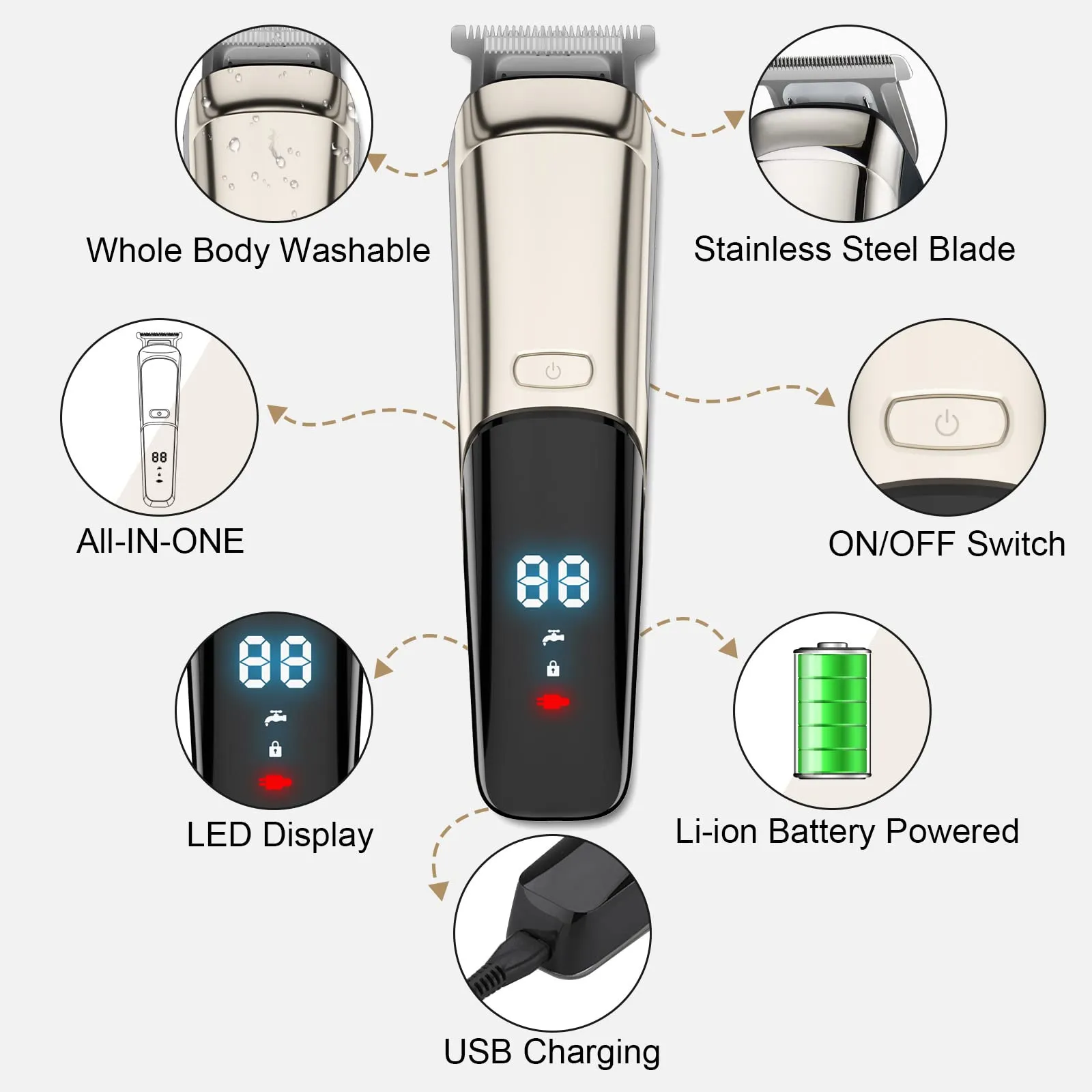 AdamStar Beard Trimmer for Men, Electric Razor, 16 in 1 Grooming Kit for Mens Beard Face Nose Ear Facial Trimmer, Cordless Waterproof Hair Clippers Shaver with Luxury Magnetic Hard Gifts Box