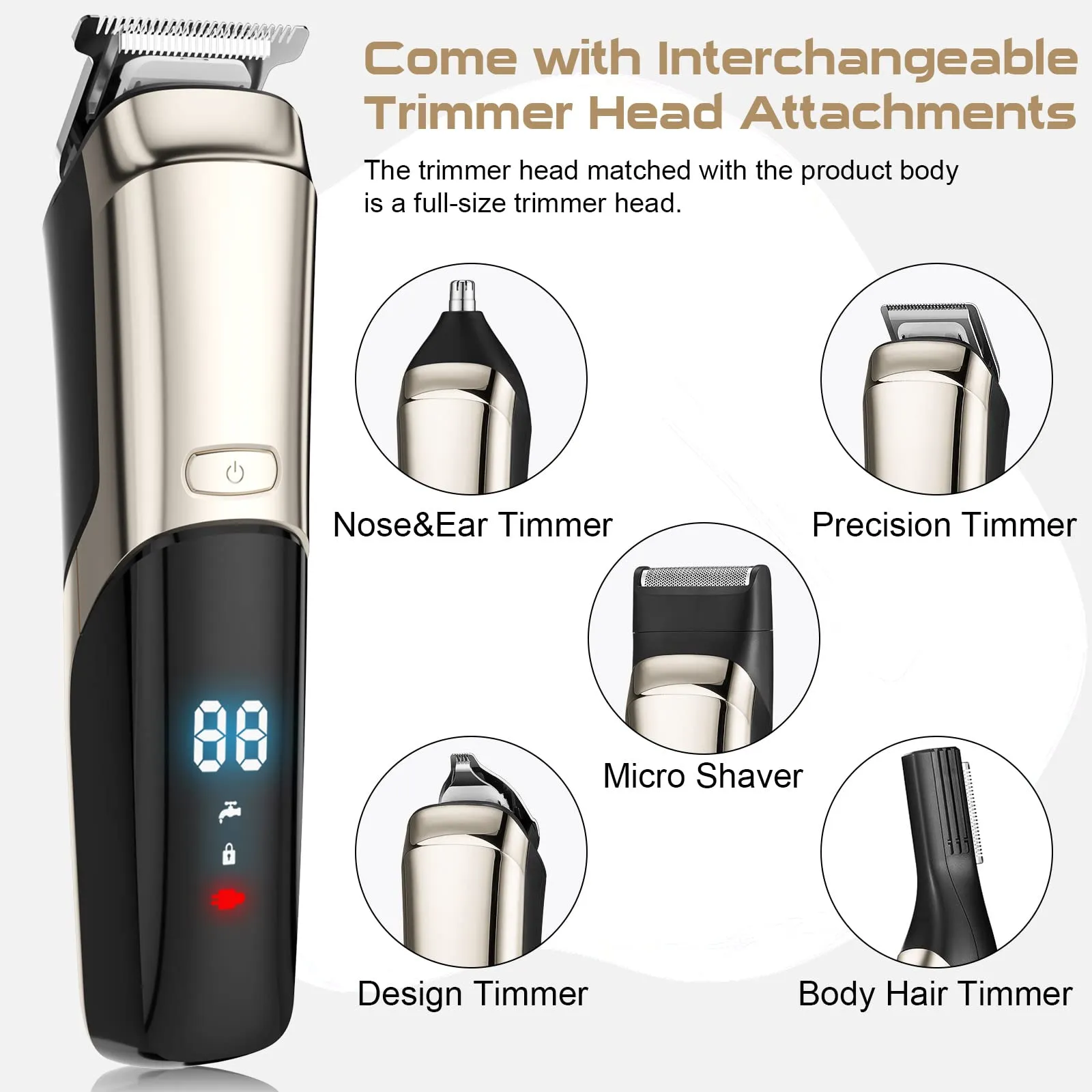 AdamStar Beard Trimmer for Men, Electric Razor, 16 in 1 Grooming Kit for Mens Beard Face Nose Ear Facial Trimmer, Cordless Waterproof Hair Clippers Shaver with Luxury Magnetic Hard Gifts Box
