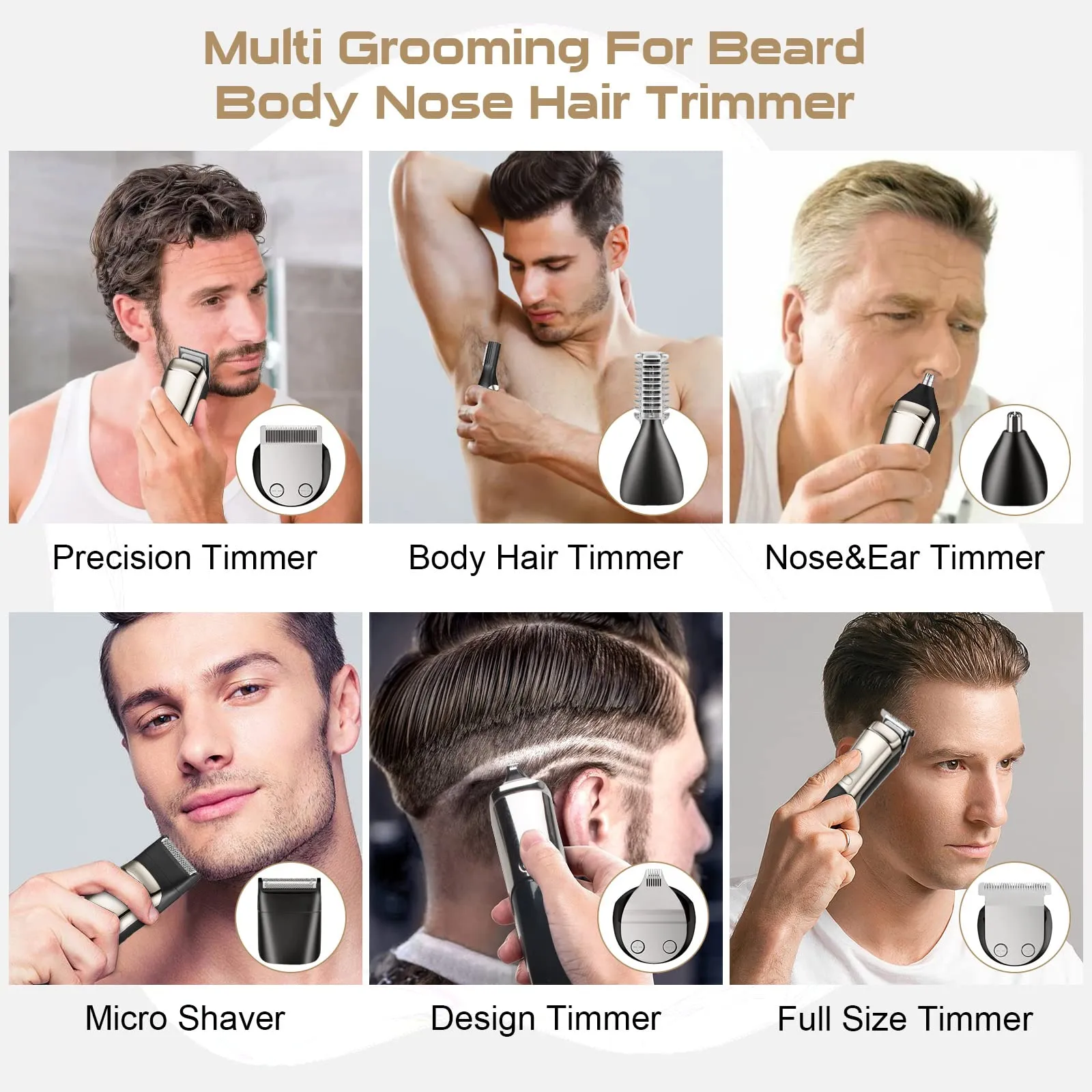 AdamStar Beard Trimmer for Men, Electric Razor, 16 in 1 Grooming Kit for Mens Beard Face Nose Ear Facial Trimmer, Cordless Waterproof Hair Clippers Shaver with Luxury Magnetic Hard Gifts Box