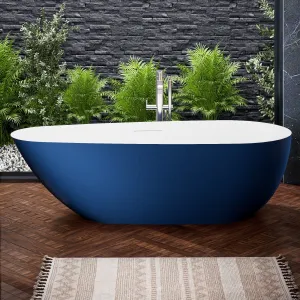 Allsumhome RockE 67" Imitation Natural Stone Freestanding Bathtub,Stone Touch,Prussian Blue,Scratch-proof,cUPC Certified,No Drain
