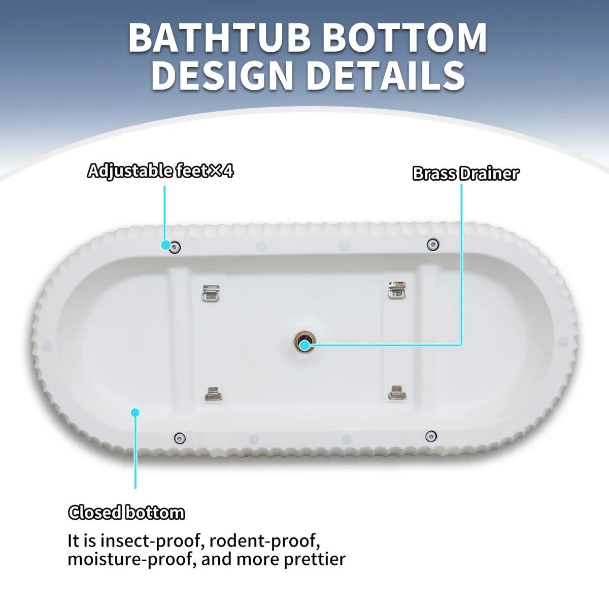 Allsumhome RockF 67" Oval Shape Imitation Natural Stone Freeing Soaking Bathtub,Stone Touch,White,Scratch-proof,With cUPC