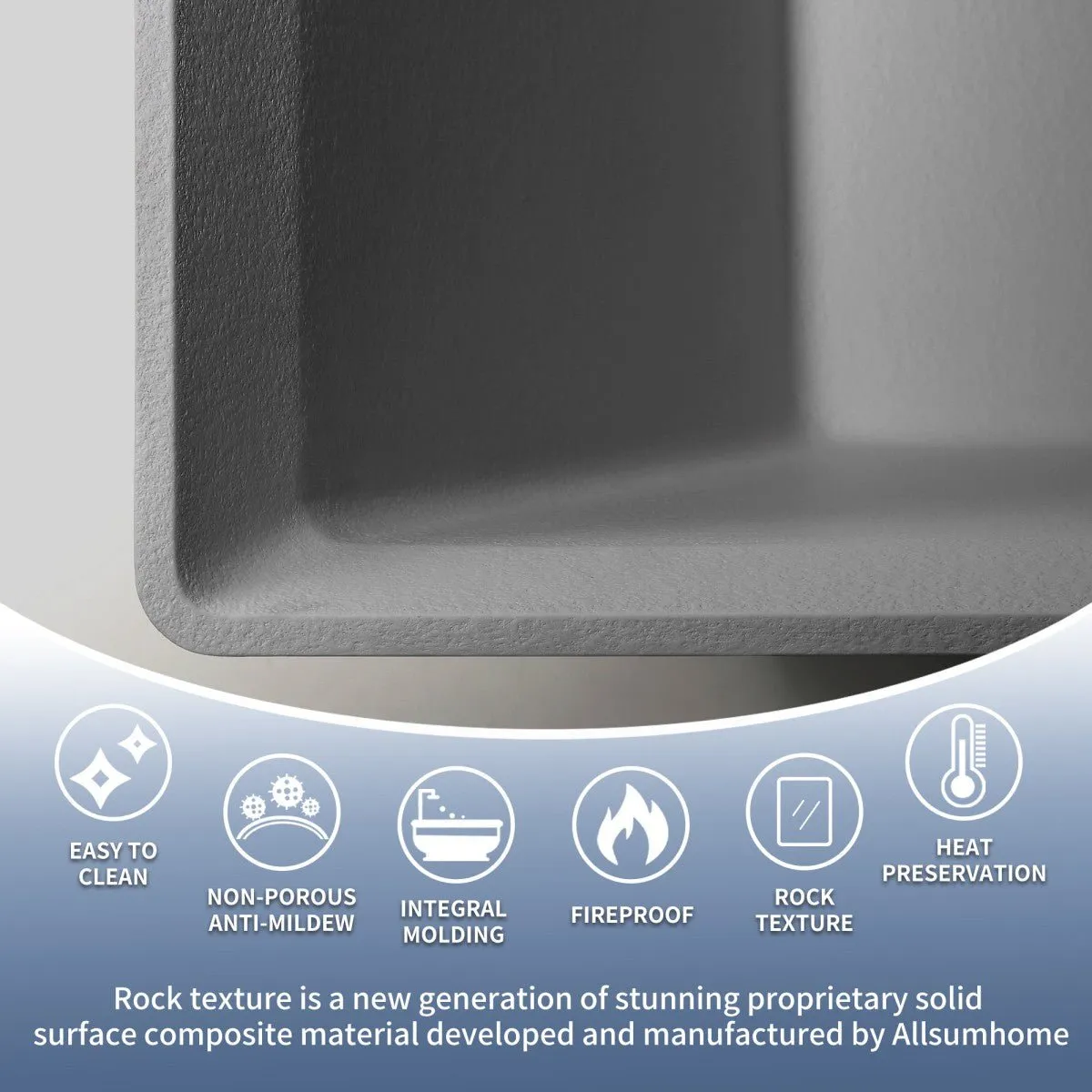 Allsumhome RockR 67" Rectangle Imitation Natural Stone Freeing Soaking Bathtub,Stone Touch,Cement Grey,Scratch-proof,With cUPC
