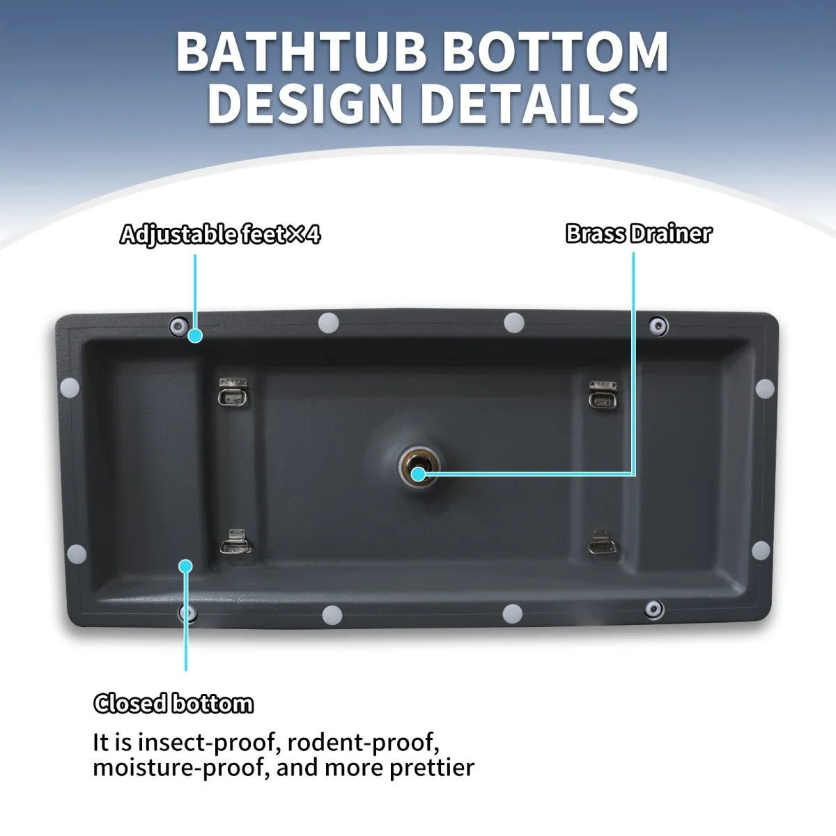 Allsumhome RockR 67" Rectangle Imitation Natural Stone Freeing Soaking Bathtub,Stone Touch,Cement Grey,Scratch-proof,With cUPC