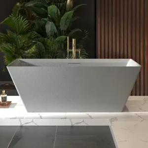 Allsumhome RockR 67" Rectangle Imitation Natural Stone Freeing Soaking Bathtub,Stone Touch,Cement Grey,Scratch-proof,With cUPC