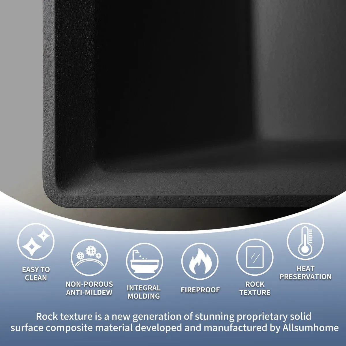 Allsumhome RockR 67" Rectangle Imitation Natural Stone Freeing Soaking Bathtub,Stone Touch,Pure black,Scratch-proof,With cUPC