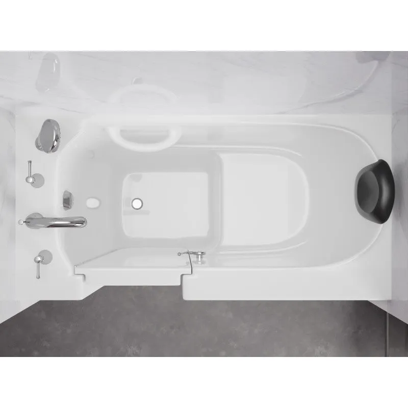 ANZZI 53 - 60 in. x 26 in. Left Drain Soaking Walk-in Tub in White