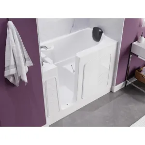 ANZZI 53 - 60 in. x 26 in. Left Drain Soaking Walk-in Tub in White