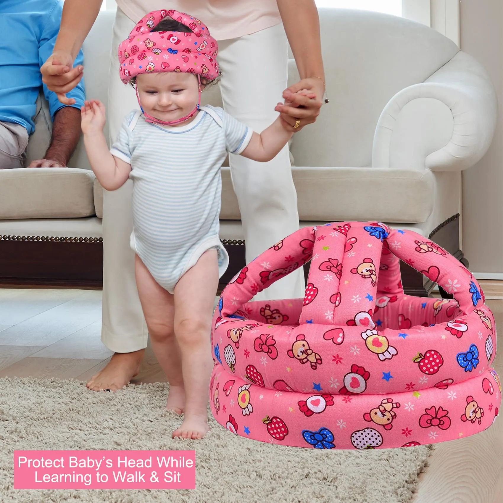 Baby Helmet for Crawling Walking Soft Cushion No Bumps Pink Candy 1PACK
