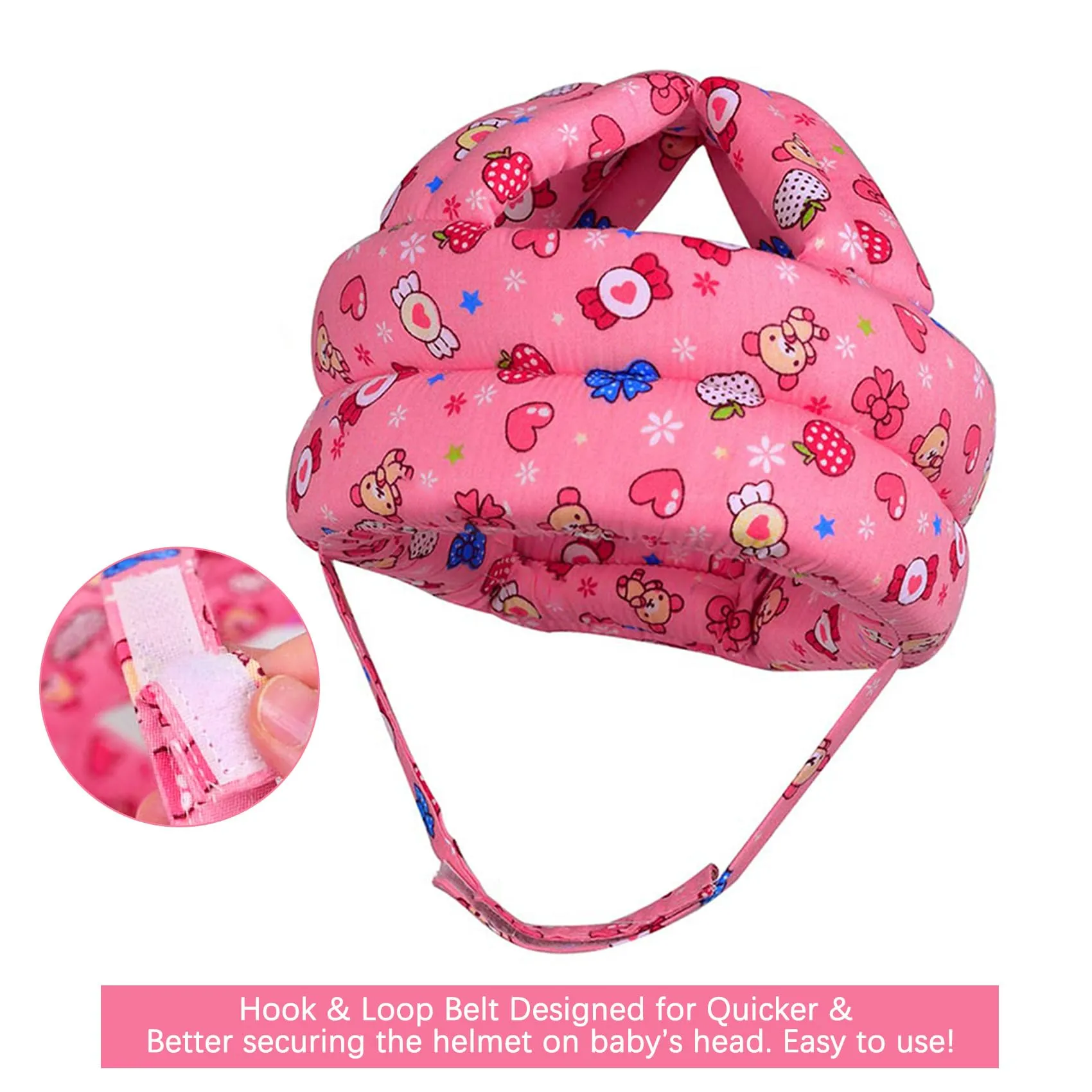 Baby Helmet for Crawling Walking Soft Cushion No Bumps Pink Candy 1PACK