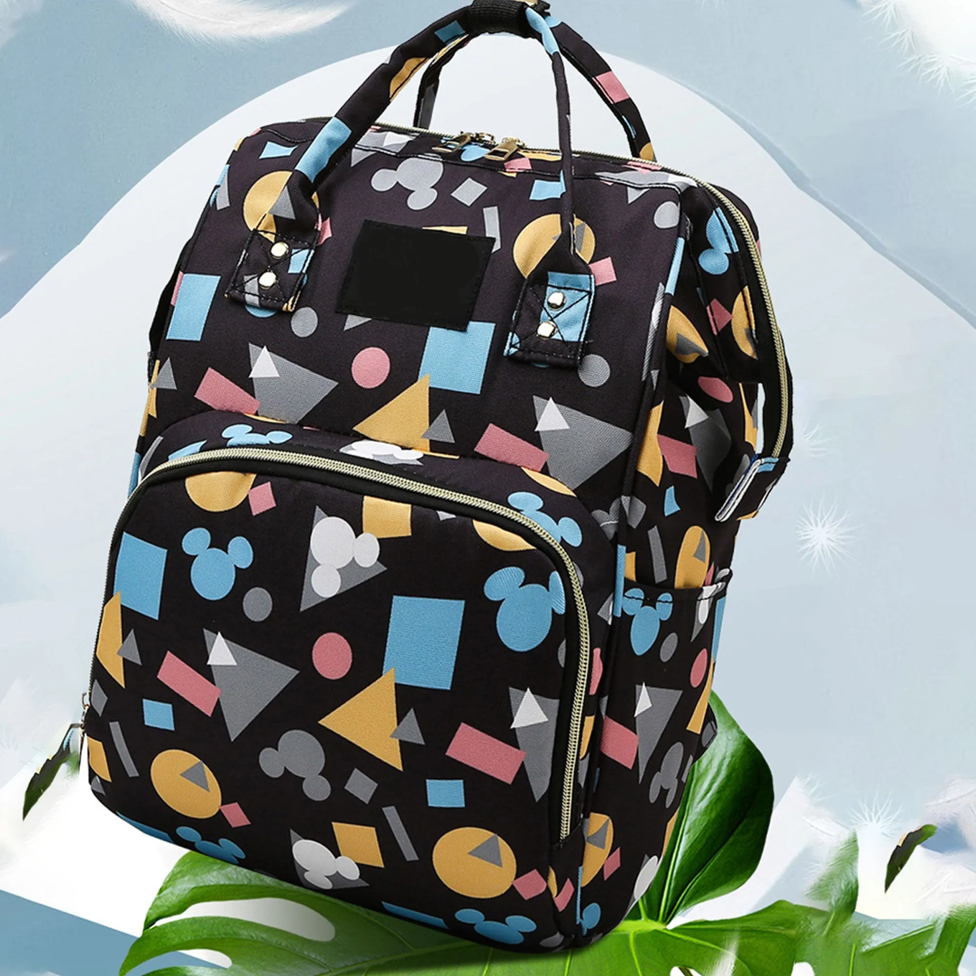 Babymoon Mother Diaper Bag Lightweight Multifunctional Travel Unisex Diaper Backpack | Black Mickey