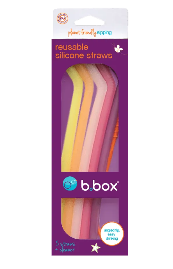 B.Box Reusable Silicone Straw - Very Berry - Pack of 5