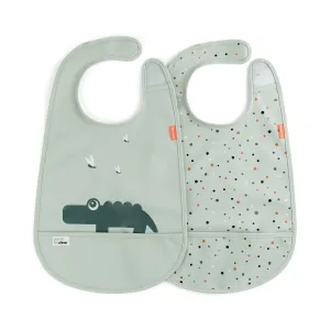 Bib with velcro 2-pack - Croco - Green