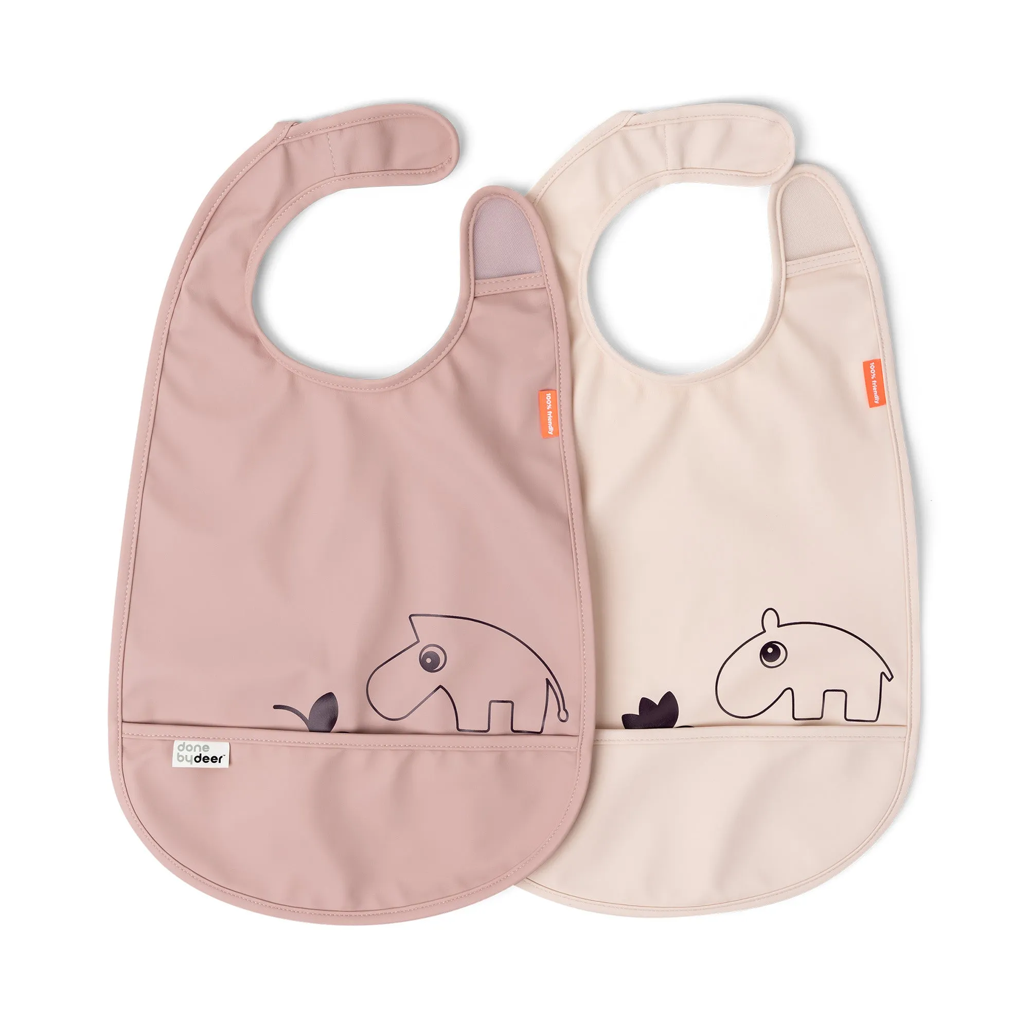 Bib with velcro 2-pack - Deer friends - Powder