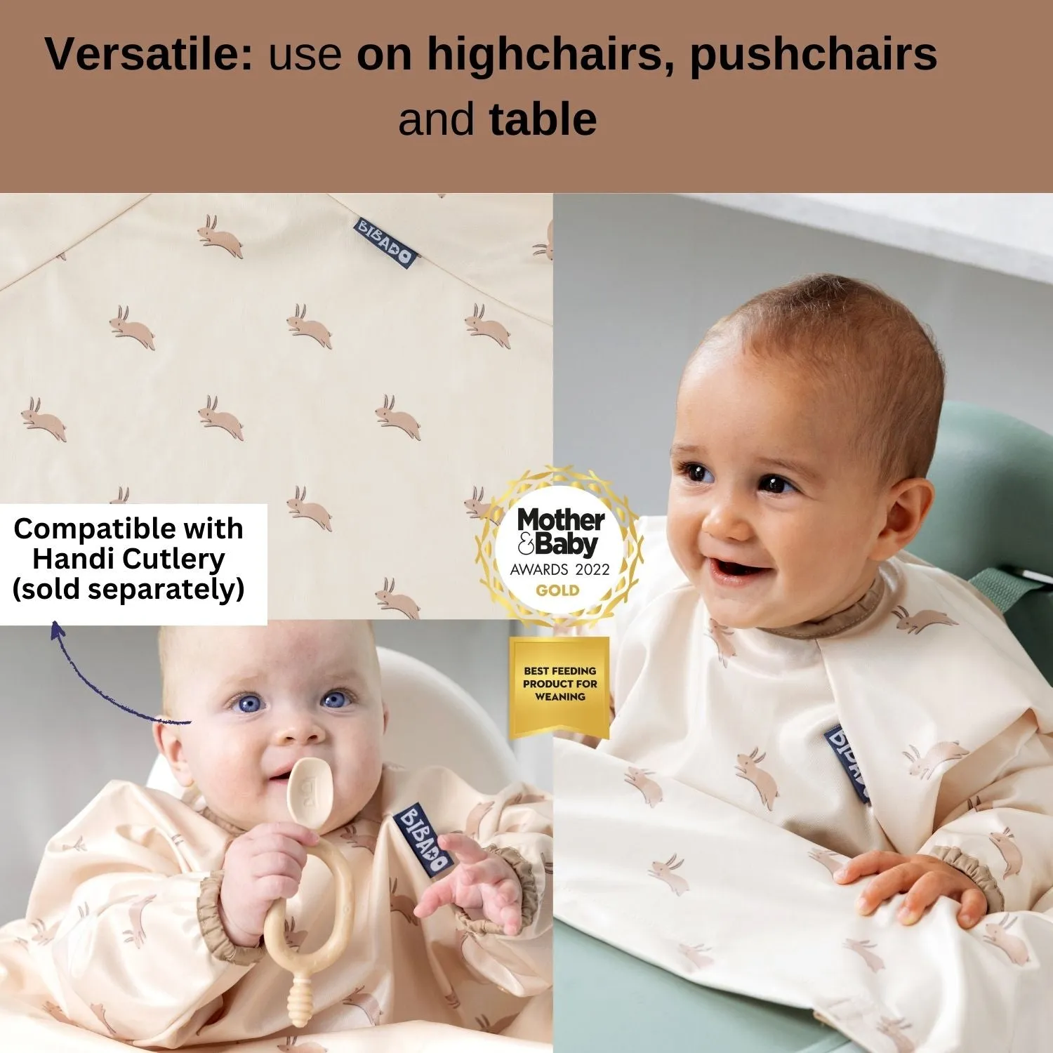 Bibado Long Sleeve Coverall Weaning Bib Happy Hares