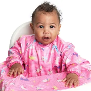 Bibado Long-Sleeve Coverall Weaning Bib Unicorns Pink