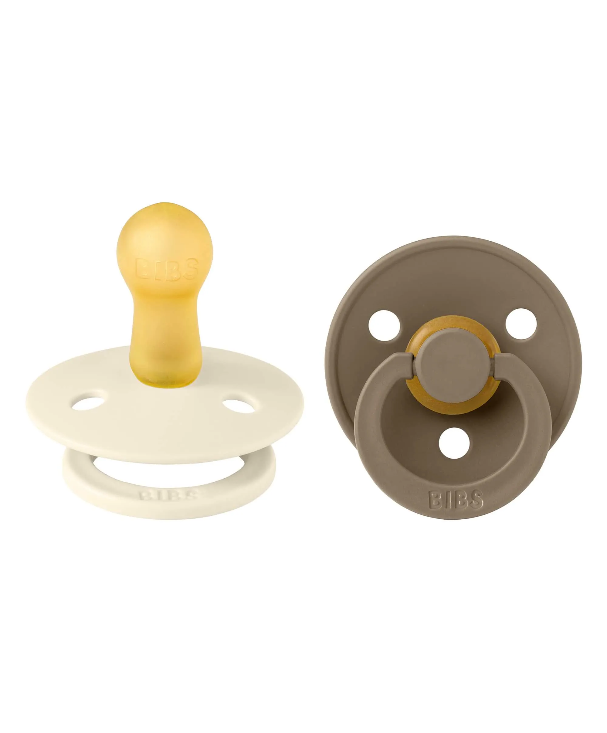 BIBS Colour Dummies 2 Pack Size 1 - Ivory/Dark Oak