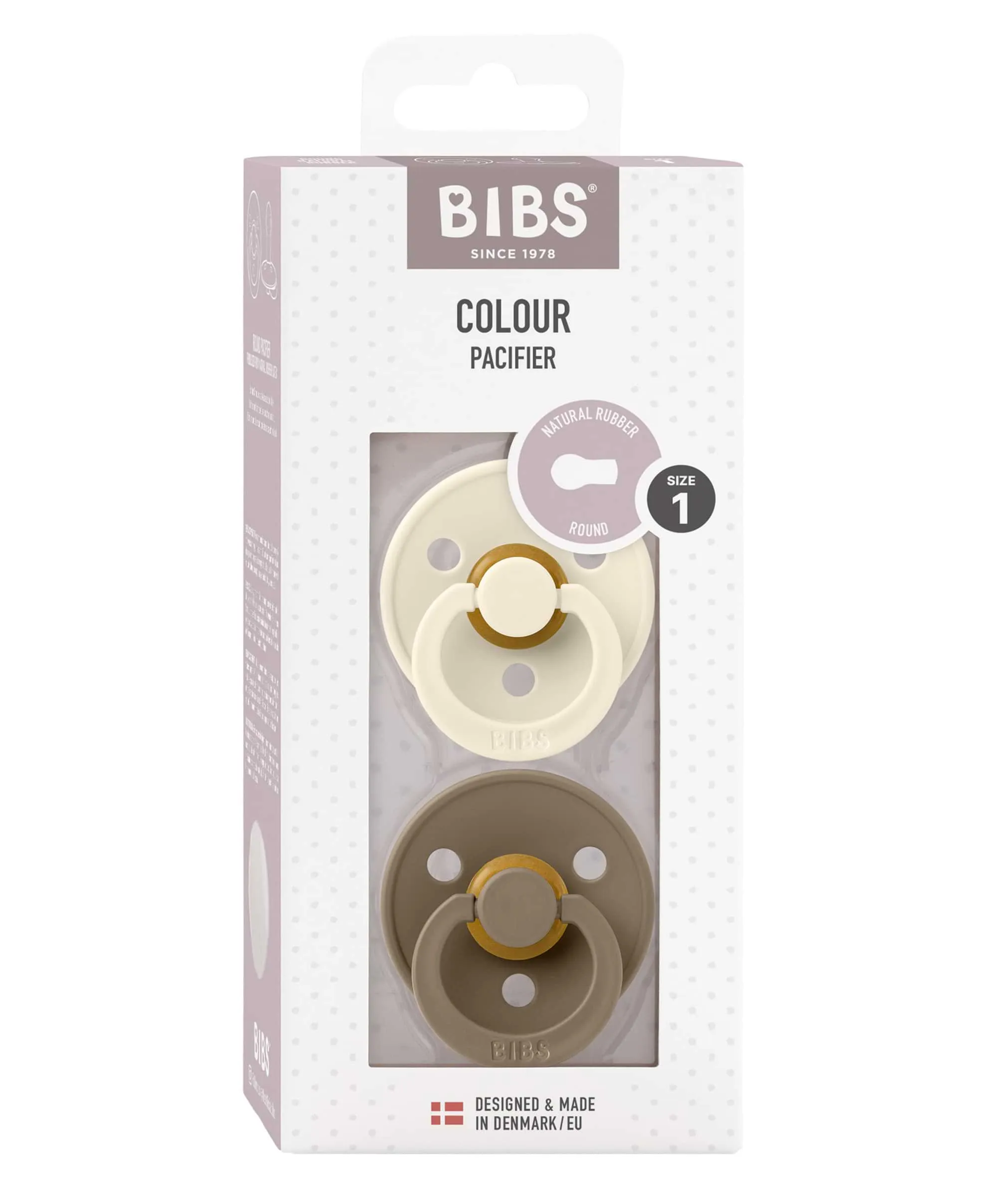 BIBS Colour Dummies 2 Pack Size 1 - Ivory/Dark Oak