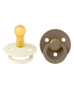 BIBS Colour Dummies 2 Pack Size 1 - Ivory/Dark Oak