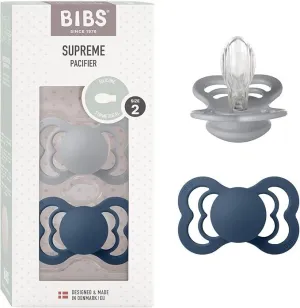 BIBS Supreme Cloud & Steel Blue Silicone - Size 2 (Pack Of 2)