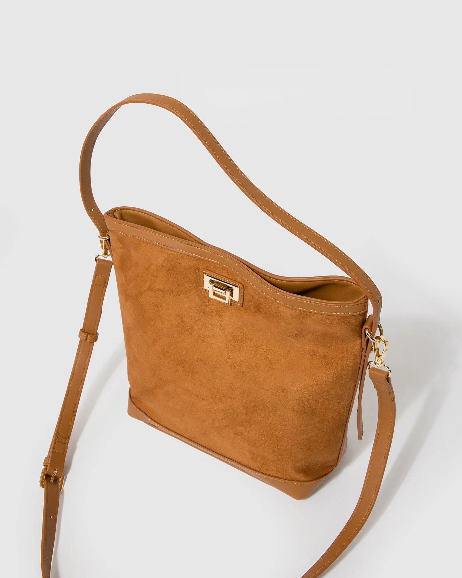Brown Zoey Lock Bucket Bag