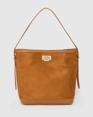 Brown Zoey Lock Bucket Bag