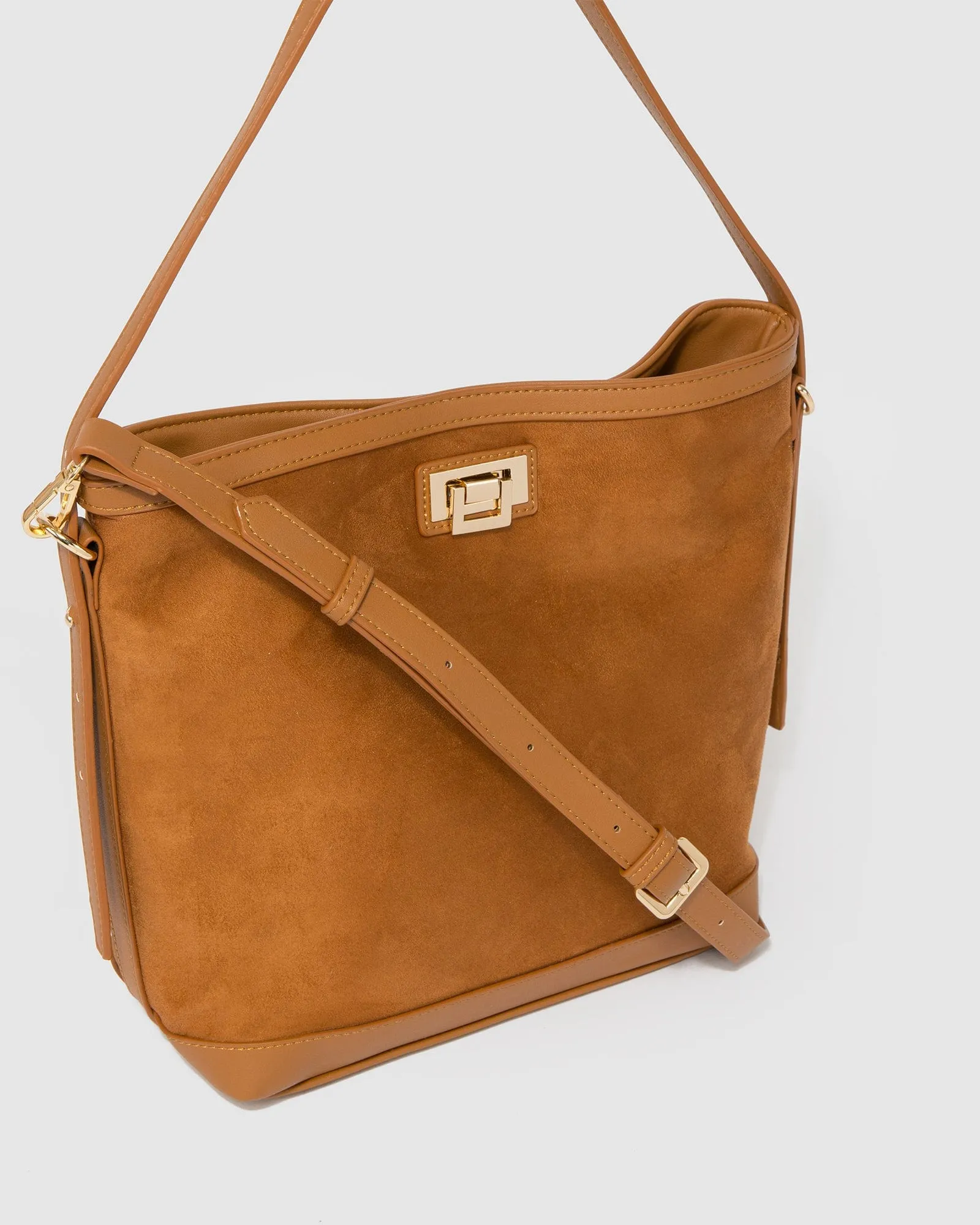 Brown Zoey Lock Bucket Bag
