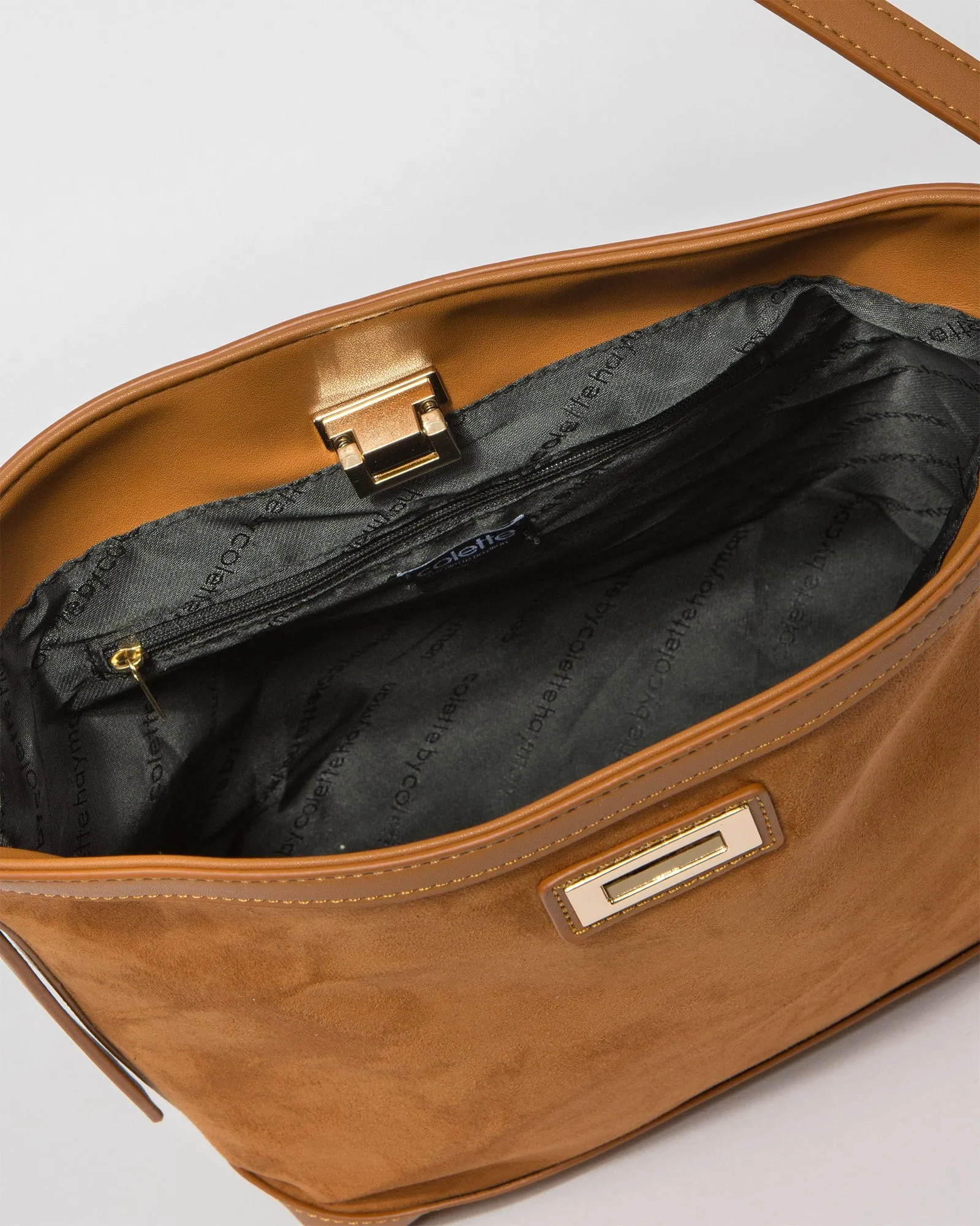Brown Zoey Lock Bucket Bag